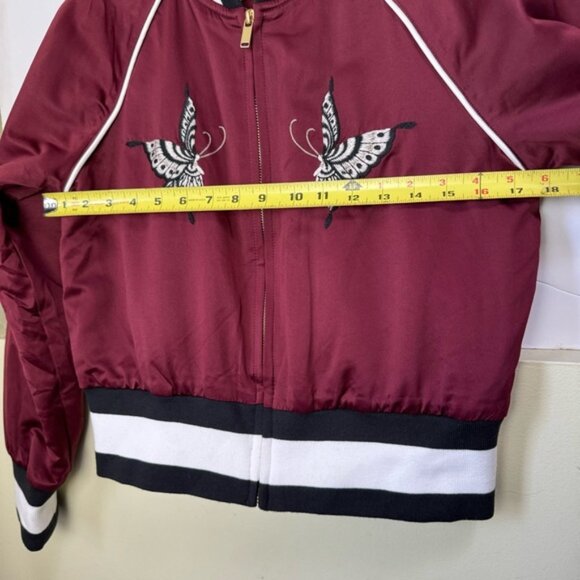 Aritzia WilfredFree Toulin Embroidered Satin Bomber Jacket Quilted Pockets Zip M - Picture 15 of 16